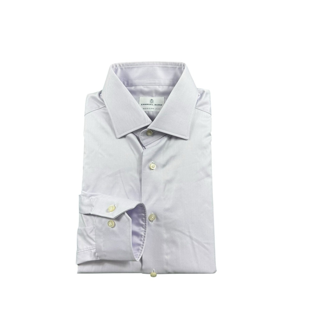 Emanuel Berg Light Purple Modern Fit Cotton L/S Mens Button Front Size 15.5